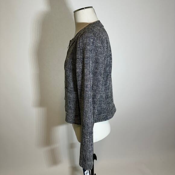 NWT Tommy Hilfiger Navy Blue Tweed Blazer Suit Jacket Zip Career Womens Size 12 - Picture 3 of 12